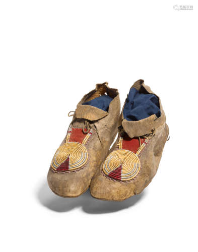 A pair of Upper Missouri quilled moccasins