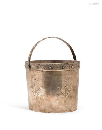 A Navajo silver ice bucket