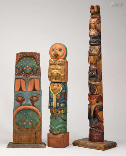 Three model totem poles