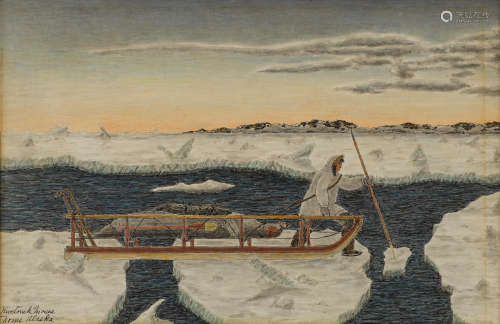 A James Kivetoruk Moses artwork, Hunter with freight sled