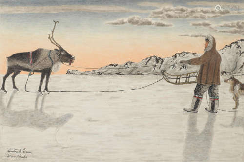 A James Kivetoruk Moses artwork, man and reindeer