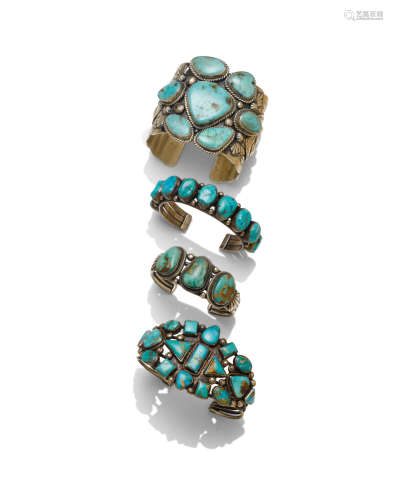 Four Navajo or Zuni bracelets