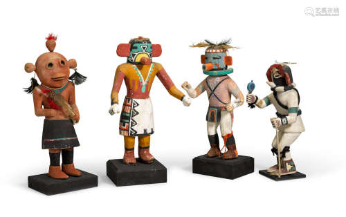 Four Hopi kachina dolls