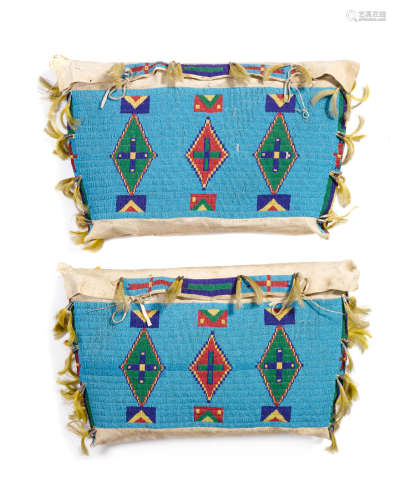 A pair of Sioux beaded possible bags