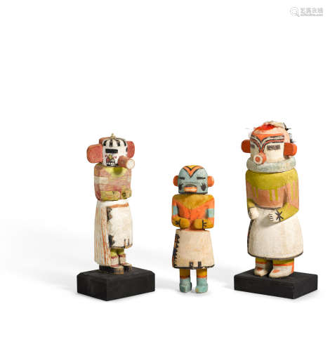 Three Hopi kachina dolls