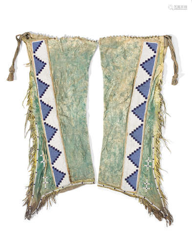 A pair of Northern Plains or Plateau beaded leggings