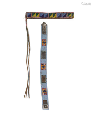 Two Plateau/Plains beaded and tacked belts