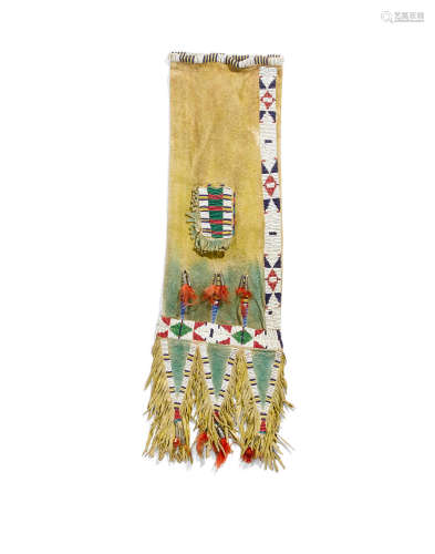 A Cheyenne beaded tobacco bag