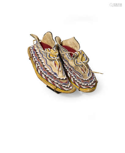 A pair of Apache beaded moccasins