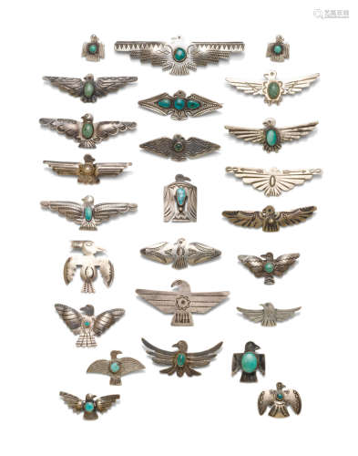 A collection of Navajo bird pins