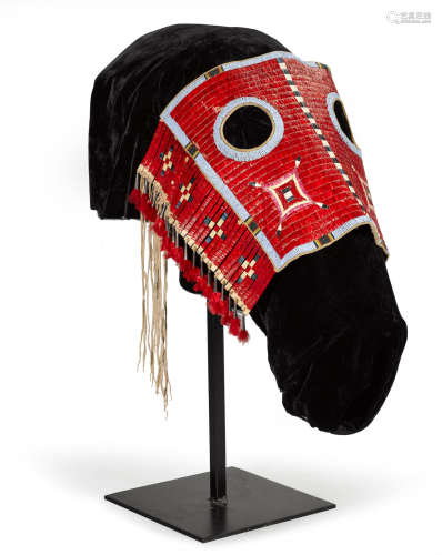 A Sioux quilled and beaded horse mask