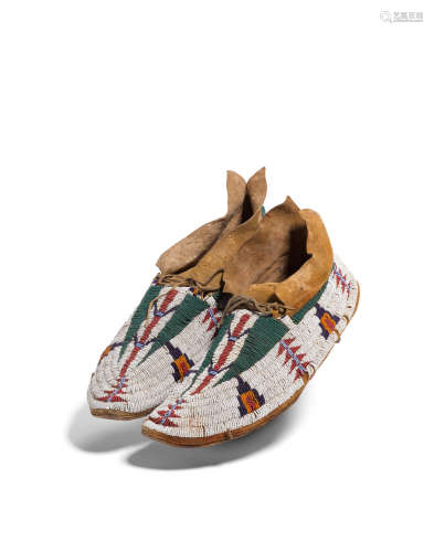 A pair of Cheyenne beaded moccasins