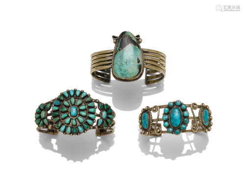 Three Navajo or Zuni bracelets