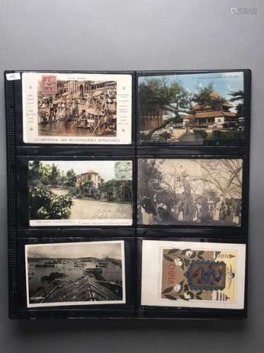 Réunion de 6 cartes postales anciennes dont Chine,...