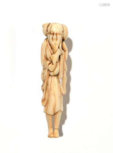 JAPON, XIXe siècleNetsuke en ivoire* sculpté re...