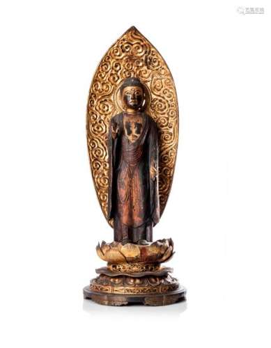 JAPON, période EdoGrande figure de bouddha Amit...