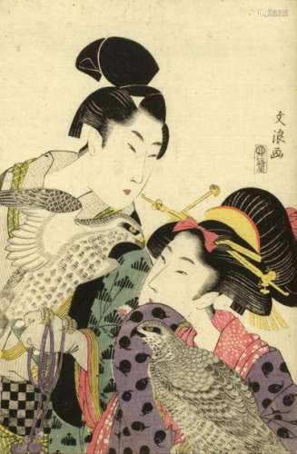 JAPON, XIXe siècleBunsho Les amants fauconniers...