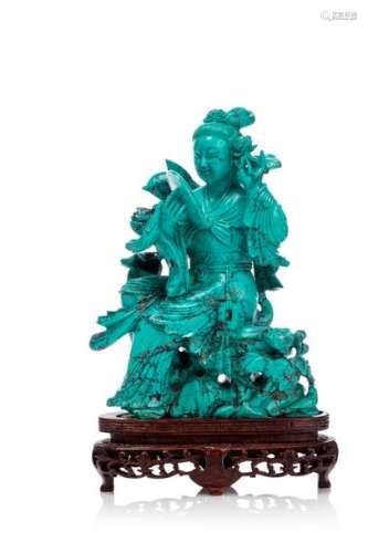 CHINE, XXe siècleBelle sculpture en turquoise r...