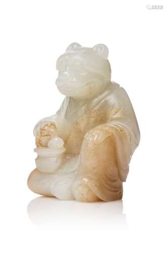 CHINE, XXe siècleElément en jade blanc sculpté ...