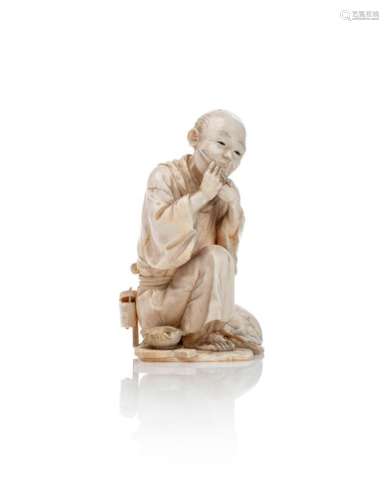 JAPON, XIXe siècleBel okimono en ivoire* sculpt...