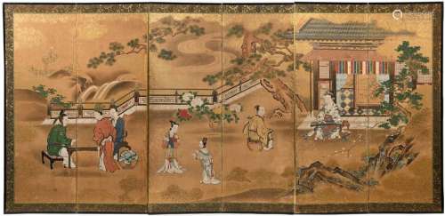 JAPON, XVIIIe siècle, Ecole de KanoParavent Byo...