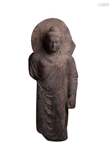 犍陀羅2-4世紀 片岩雕釋迦牟尼像