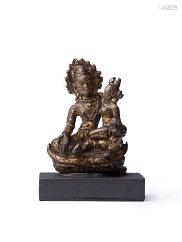 尼泊爾 15-16世紀 銅鎏金濕婆與帕爾瓦蒂像
