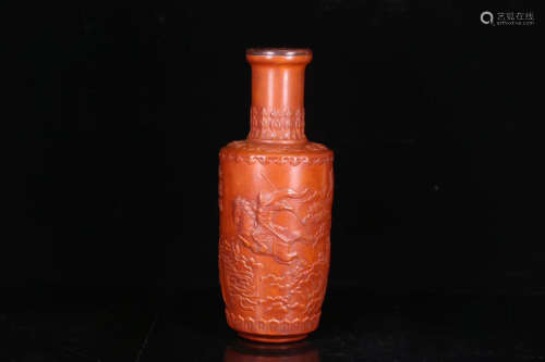 17-19TH CENTURY, A FIGURE&POEM PATTERN GOURD VASE, QING DYNASTY