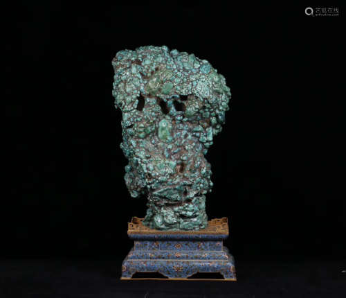 17-19TH CENTURY, A PALACE NATURAL TURQUOISE ROCKERY ORNAMANT, QING DYNASTY