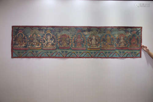 18TH CENTURY, A TEMPLE BUDDHA PATTERN OLD THANG-KA