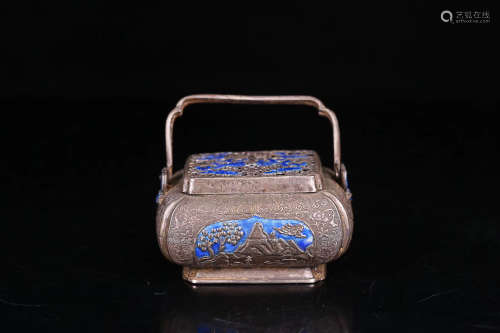 17-19TH CENTURY, A PALACE STORY DESIGN SILVER HAND WARMER, QING DYNASTY