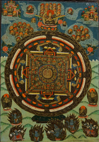 A 'mandala' thangka, Nepal or Tibet, 19/20th C.