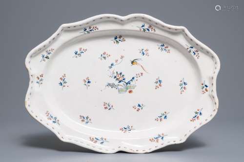 A large oval Brussels faience 'à la haie fleurie' dish, 18th C.