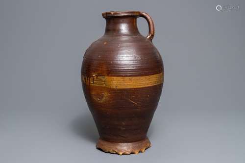 A large German stoneware jug, Langerwehe or Raeren, 17th C.