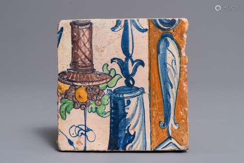 An Antwerp maiolica tile from a mural, ca. 1560