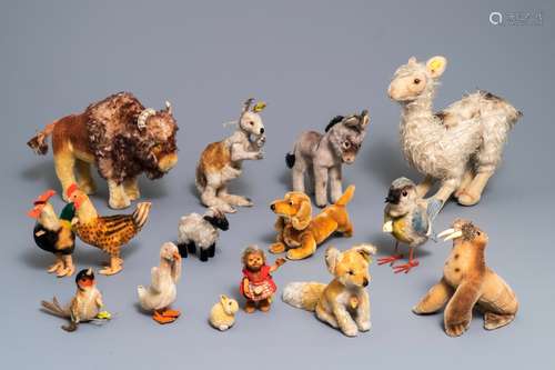 A collection of Steiff stuffed animals, 1950's and later