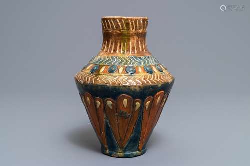 A Flemish pottery Art Nouveau vase, Leo Maes Vereenoghe, Torhout, 1891-1909