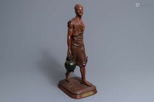 Jean-Didier Debut (1824-1893): Porteur d’eau arabe, a cold painted bronze figure