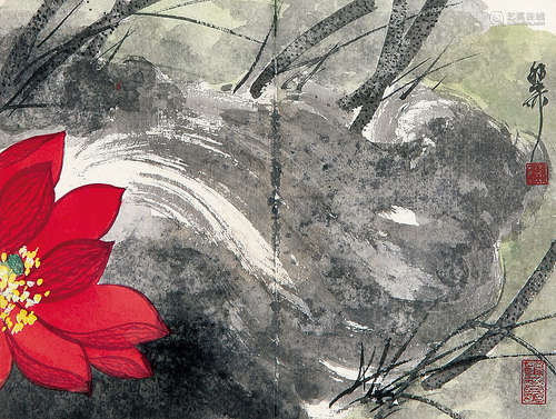 谢稚柳 （1910-1997） 荷花 设色纸本册页