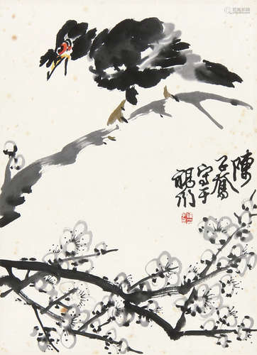 陈子奋 （1898-1976） 梅花八哥 设色纸本立轴