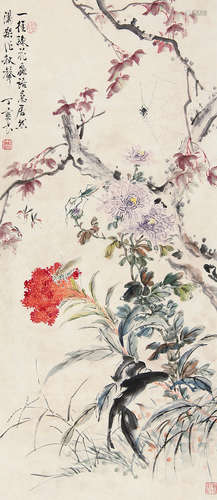 丁宝书 （1866-1936） 花卉 设色纸本立轴