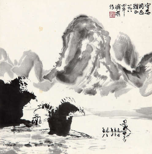 方济众 （1923-1987） 山水1984年作 水墨纸本立轴