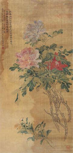 李龢笙 （1870-1939） 花卉 设色绢本立轴