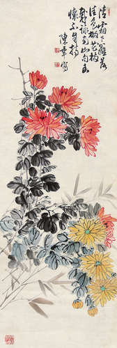 陈半丁 （1876-1970） 秋菊 设色纸本立轴