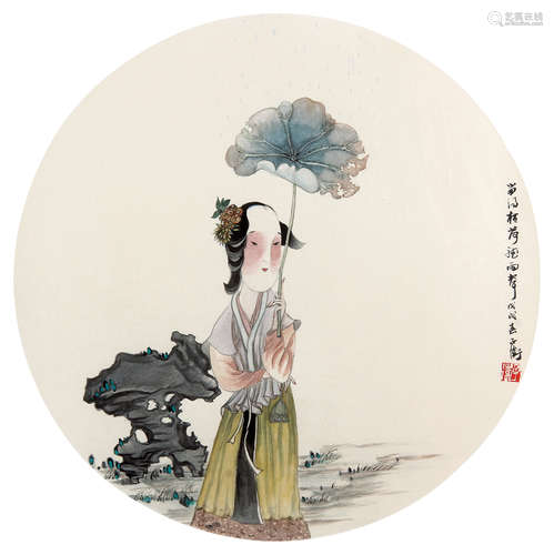 程小卫 （b.1958） 留得枯荷听雨声2018年作 设色纸本镜框