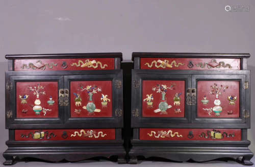 PAIR ZITAN AND LACQUER DECORATED CONTAINERS