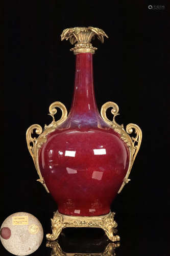 A COPPER DECORATED FLAMBE-GLAZE VASE