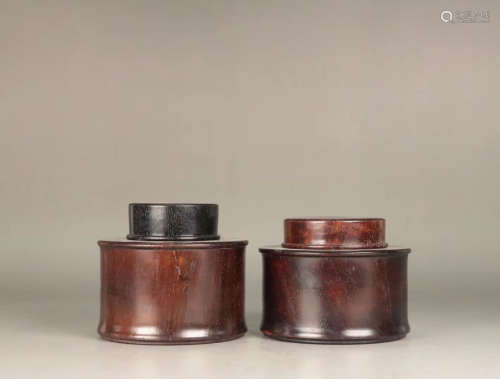 PAIR ZITAN WOOD TEA CAN