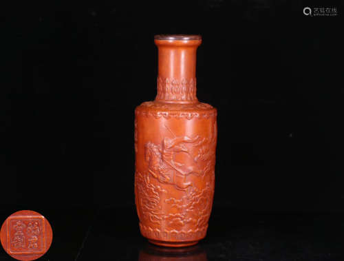A GOURD CARCED CHARACTER POETRY PATTERN VASE