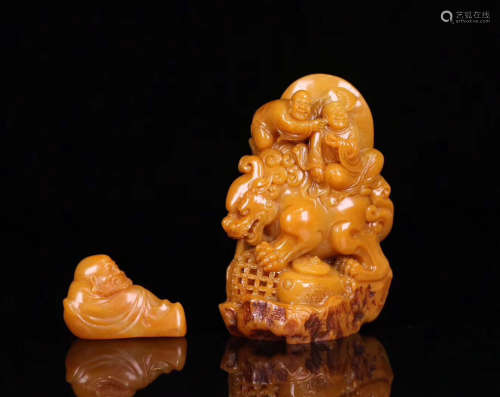 SET TIANHUANG STONE CARVED BUDDHA SHAPED SEALS